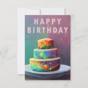 Happy Birthday Space Confetti Cake Card