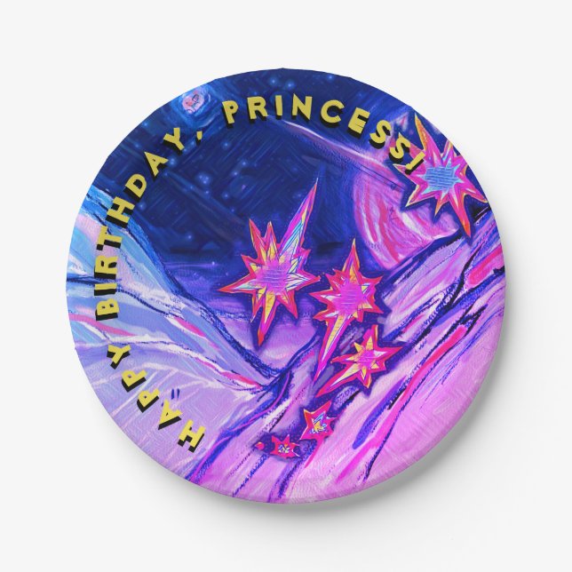 Happy Birthday Space Princess Paper Plates (Front)