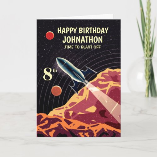 Happy Birthday Space Rocket Kids Child Personalize Card