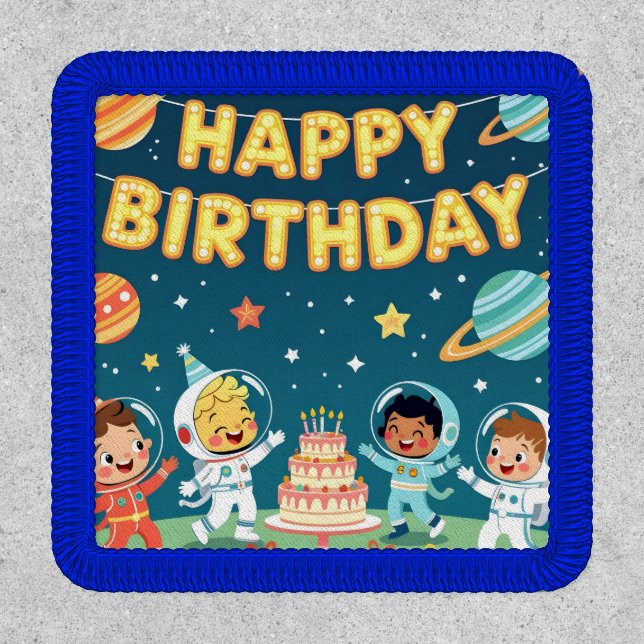 Happy birthday space theme patch (Front)