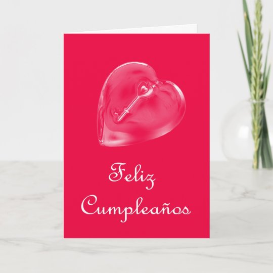 Happy Birthday Spanish Birthday with love heart Card | Zazzle.com