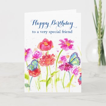 Happy Birthday Special Friend Blue Butterflies Card by CountryGarden at Zazzle