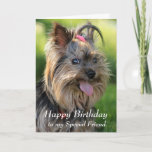 Happy Birthday Special Friend Fun Yorkie Dog Card<br><div class="desc">Happy Birthday Special Friend Fun Yorkie,  Yorkshire Terrier Dog</div>