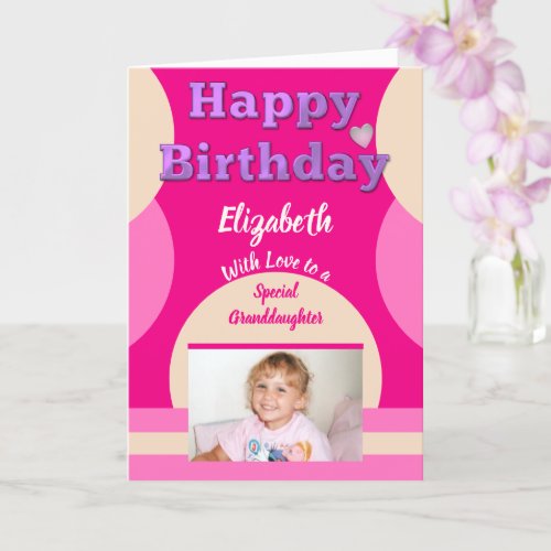 Happy Birthday special Granddaughter pink photo Card
