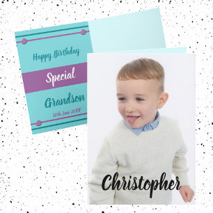 Happy Birthday special Grandson photo Card