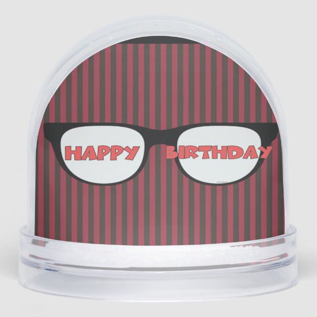 Happy Birthday Spectacles Snow Globe (Front)