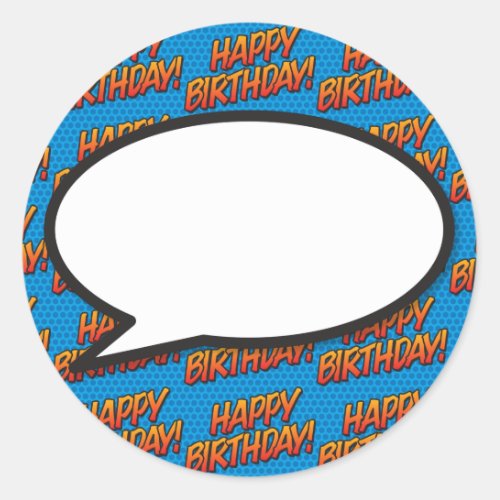 Happy Birthday Speech Bubble Fun Retro Comic Book Classic Round Sticker