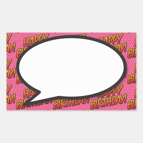 Happy Birthday Speech Bubble Fun Retro Comic Book Rectangular Sticker