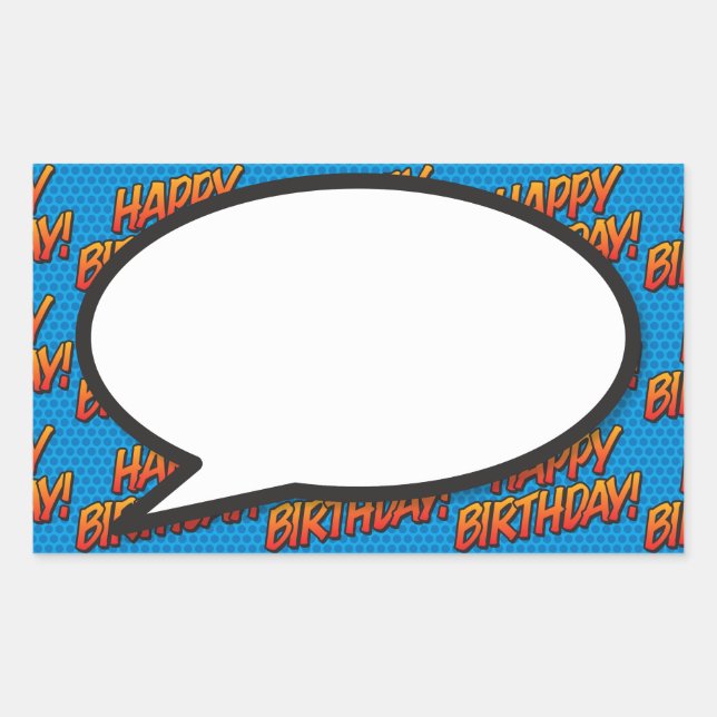 Happy Birthday Speech Bubble Fun Retro Comic Book Rectangular Sticker (Front)