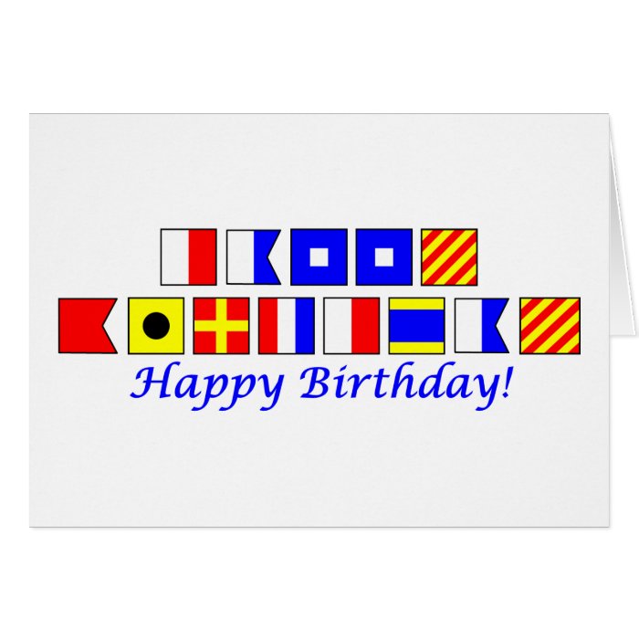 Happy Birthday spelled in nautical flag alphabet Cards