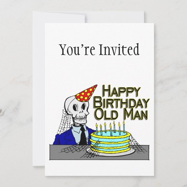 Happy Birthday Spider Web Old Man Invitation (Front)