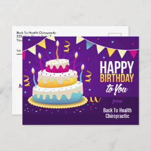 Happy Birthday Spine Candles Purple Postcard