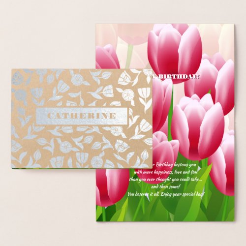 Happy Birthday Sping Tulip Luxury Real Foil Cards