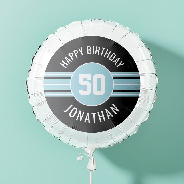 Happy Birthday Sports Jersey Name Age black blue Balloon (Custom Mylar Balloon)