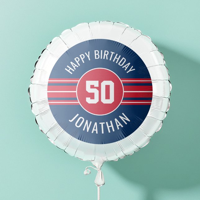 Happy Birthday Sports Jersey Stripes Name and Age Balloon (Custom Mylar Balloon)