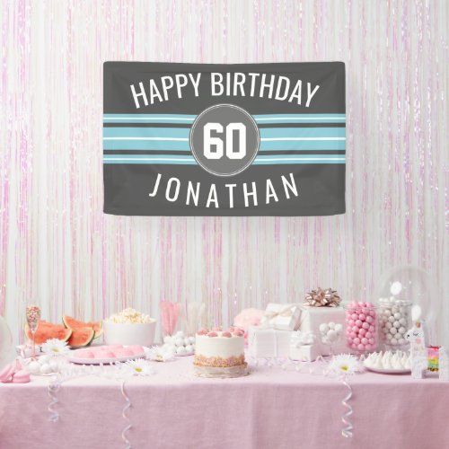 Happy Birthday Sports Jersey Stripes Name and Age Banner