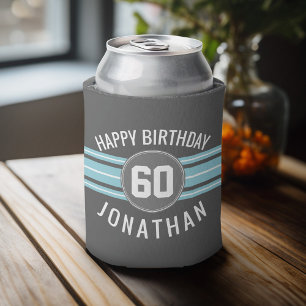 Happy Birthday Sports Jersey Stripes Name and Age Can Cooler