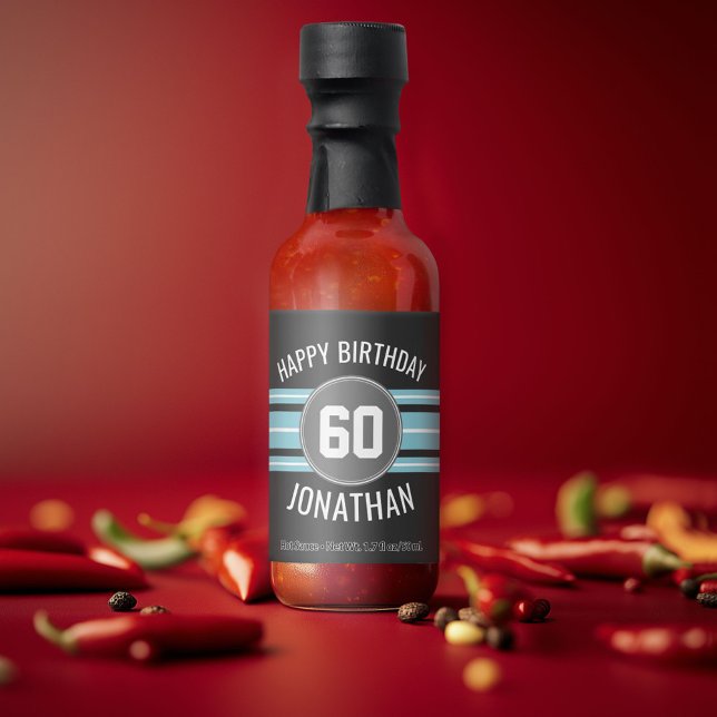Happy Birthday Sports Jersey Stripes Name and Age Hot Sauces (Custom Hot Sauce)