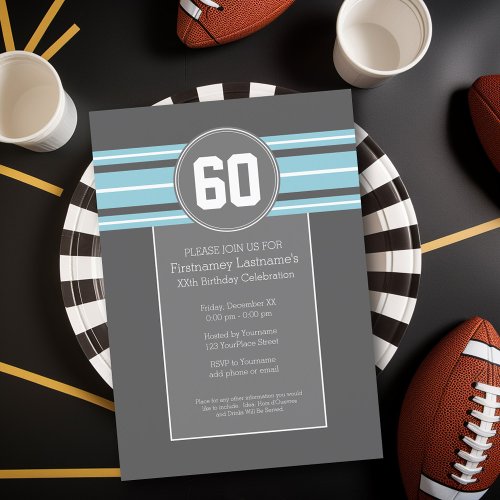 Happy Birthday Sports Jersey Stripes Name and Age Invitation