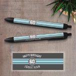 Happy Birthday Sports Jersey Stripes Name and Age Pen<br><div class="desc">Light Blue and Charcoal Gray -- This sporty and racing stripes design is perfect for any athlete playing football, soccer or baseball. You change the numbers to your lucky number or even a special age for a birthday celebration. A rugged and masculine design with an area for any Anniversary Date...</div>
