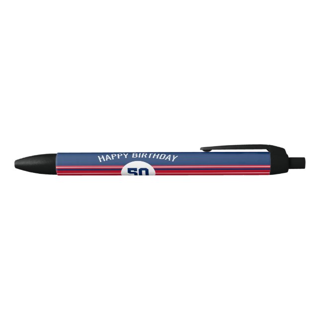 Happy Birthday Sports Jersey Stripes Name and Age Pen (Top)