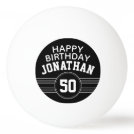 Happy Birthday Sports Stripes with Age White Black Ping Pong Ball Happy Birthday Sports Stripes with Age White Black Ping Pong Ball