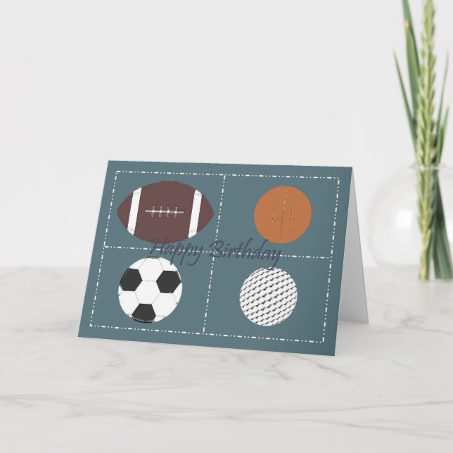 Happy Birthday Sports Themed Card (Front)