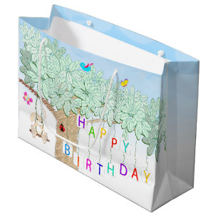 Happy Birthday Spring Celebration Garden Party Large Gift Bag
