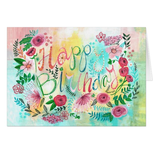 Happy Birthday Spring Flowers | Greeting Card | Zazzle.com