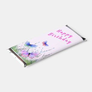 Happy Birthday - Spring Joy - Colorful Butterflies Hershey Bar Favors