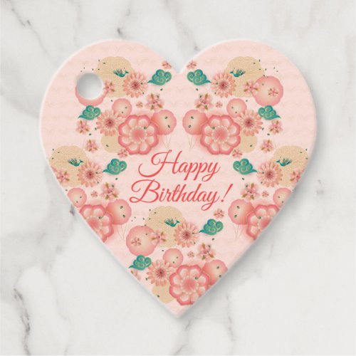 Happy Birthday _ Spring Peach Flowers Garden 2024 Favor Tags