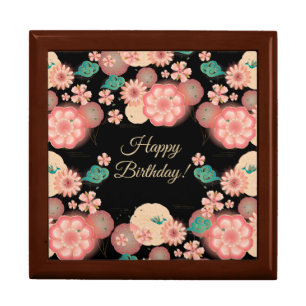 Happy Birthday - Spring Peach Flowers Garden Gift Box