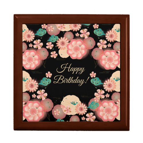 Happy Birthday _ Spring Peach Flowers Garden Gift Box