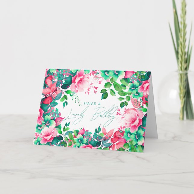 Happy Birthday Spring Summer Garden Floral  Card (Front)