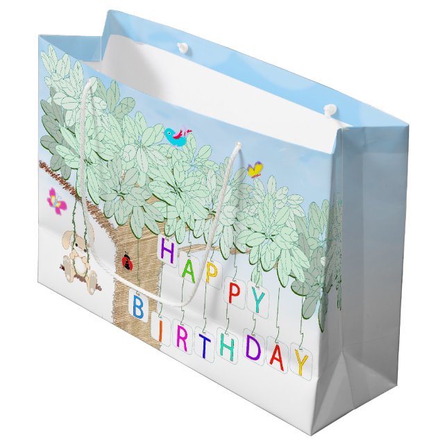 Happy Birthday Spring Summer Large Gift Bag (Front Angled)