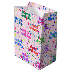 Happy Birthday Sprinkles On Pink Medium Gift Bag