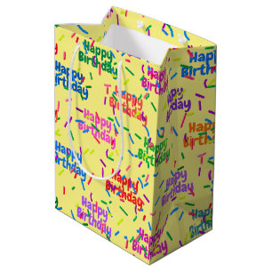 Happy Birthday Sprinkles On Yellow Medium Gift Bag