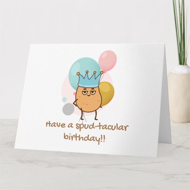 Happy Birthday Spud Potato Funny Birthday  Card (Front)