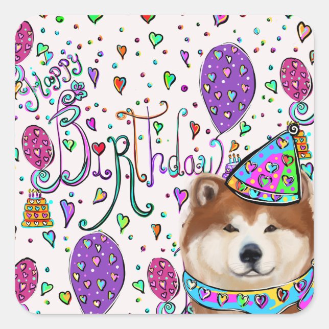 HAPPY BIRTHDAY SQUARE STICKER (Front)