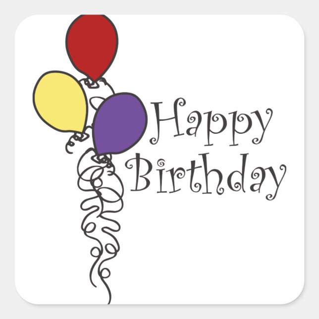 Happy Birthday Square Sticker (Front)