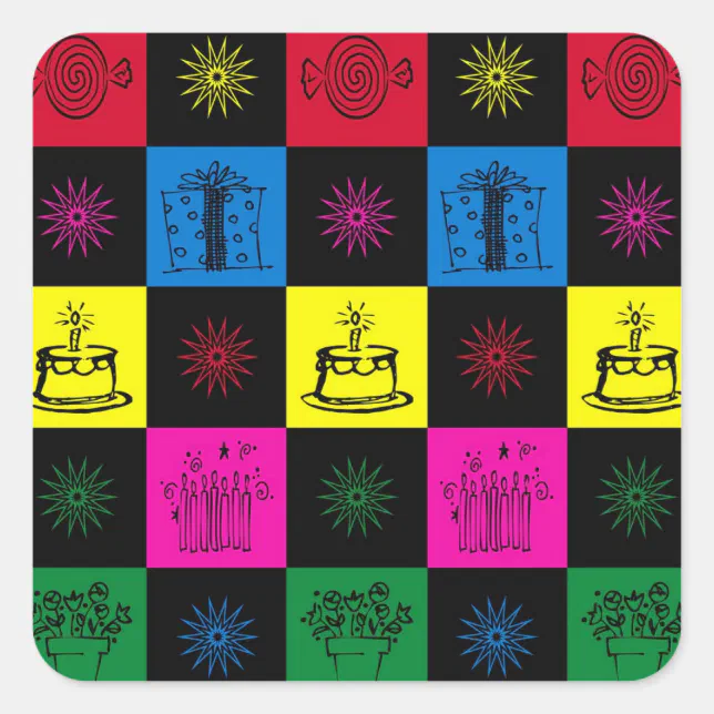 Happy Birthday Square Sticker | Zazzle