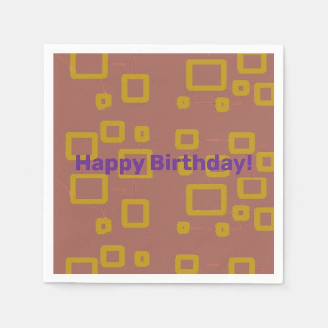 Happy Birthday Squares Napkins (Front)