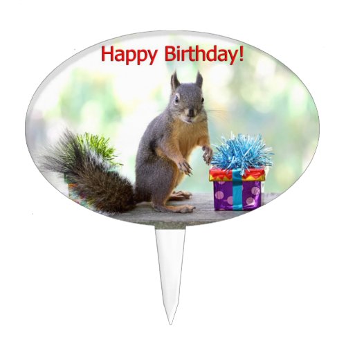 Happy Birthday Squirrel Cake Topper