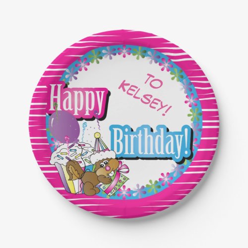 Happy Birthday Squirrel  DIY Background Color Paper Plates