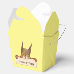 Happy Birthday Squirrel Holding Custom Sign Favor Boxes