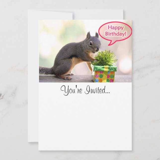 Happy Birthday Squirrel Invitation (Front)
