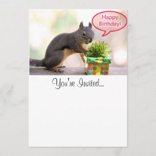 Happy Birthday Squirrel Invitation