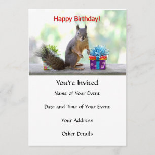 Happy Birthday Squirrel Invitation