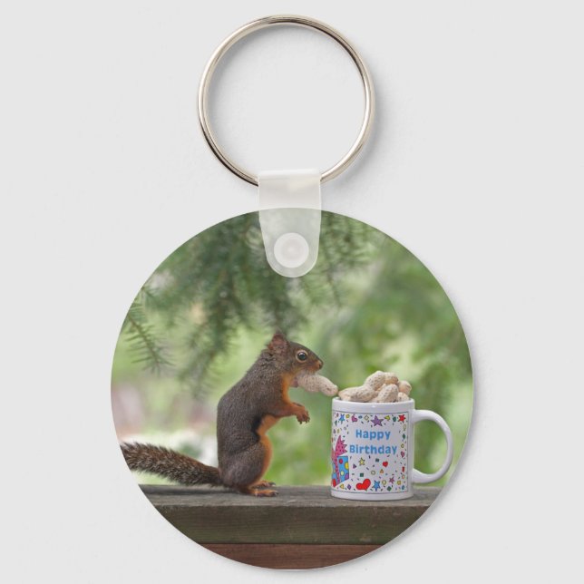 Happy Birthday Squirrel Keychain (Front)