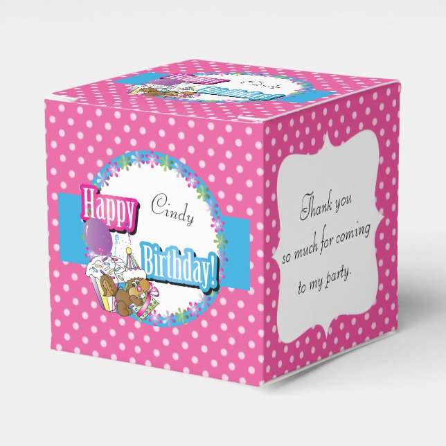 Happy Birthday Squirrel - Pink Favor Boxes (Front Side)